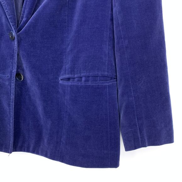 Vintage Worthington Velvet Blazer Jacket Womens Sz L/XL Blue Two Button - Picture 4 of 5